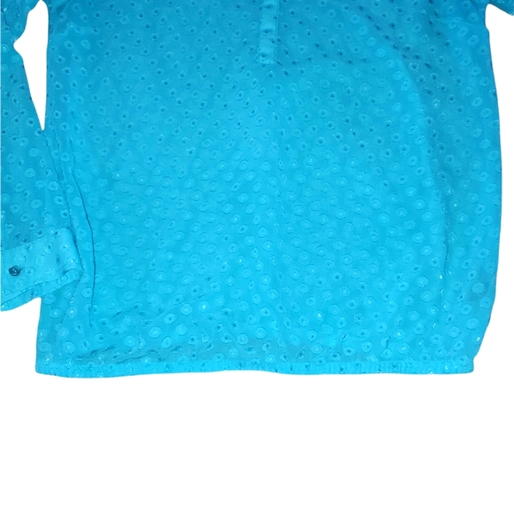 The Limited Long Sleeve Sheer Blouse w/ Button Wrist - Blue 552 - Picture 3 of 6